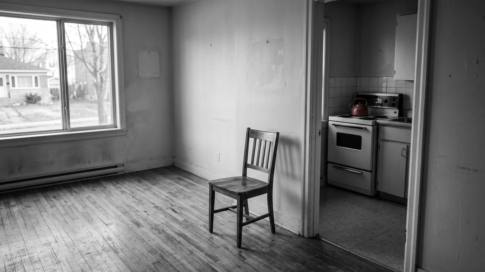 Mains comptant des billets sur une table dans un logement vide, illustrant une éviction de mauvaise foi