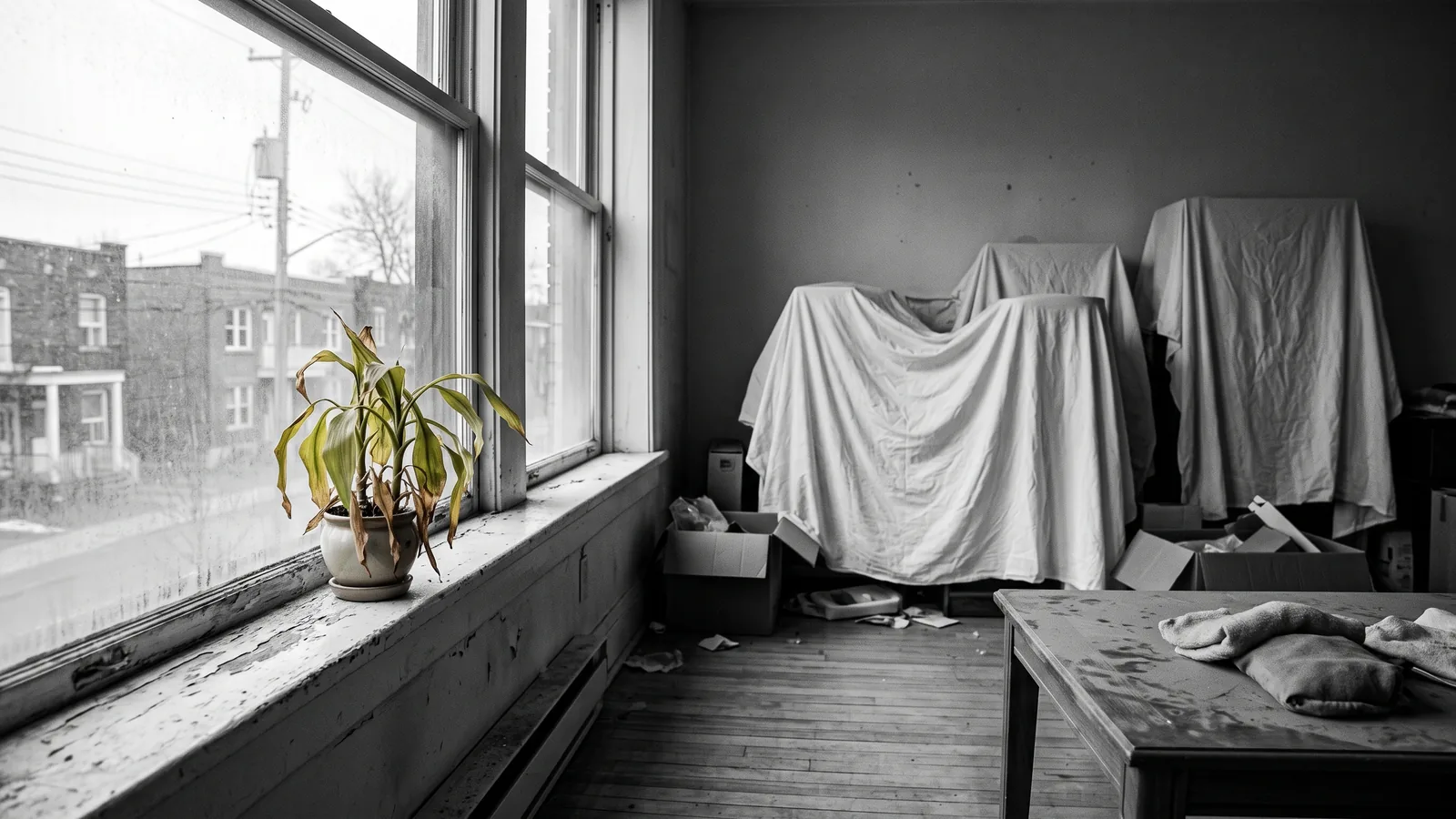 Unité restée vide et poussiéreuse, indice d'une fausse reprise de logement