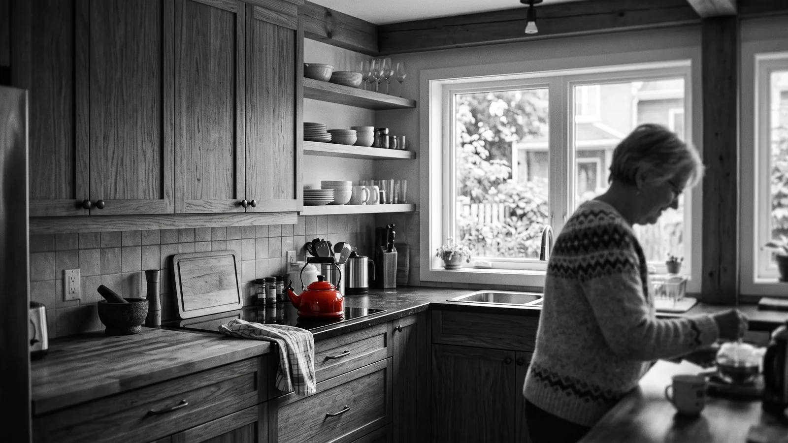Cuisine renovee chaleureuse et ensoleillee, valeur recuperee par l'optimisation de loyer